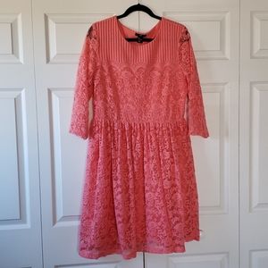 H&M retro coral pink lace dress